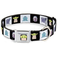 Load image into Gallery viewer, Star Wars Grogu Face Close-Up Full Color Black Seatbelt Buckle Collar - Star Wars Mandalorian 4-Character Pose Blocks