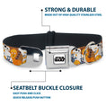 Load image into Gallery viewer, STAR WARS Logo Full Color White/Black Seatbelt Buckle Collar - Star Wars 5-Character Poses Stacked