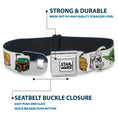 Load image into Gallery viewer, STAR WARS Doodle Logo Full Color White/Black Seatbelt Buckle Collar - Star Wars 6-Character Faces White