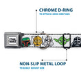 Load image into Gallery viewer, STAR WARS Doodle Logo Full Color White/Black Seatbelt Buckle Collar - Star Wars 6-Character Faces White