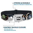 Load image into Gallery viewer, STAR WARS Logo Full Color Black/White Seatbelt Buckle Collar - Star Wars Classic Character Poses Black