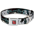 Load image into Gallery viewer, Tom and Jerry Logo Full Color Black Red Seatbelt Buckle Collar - TOM & JERRY Face & Pose Sketch Black/White/Red/Blue