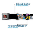Load image into Gallery viewer, Tom and Jerry Logo Full Color Black Red Seatbelt Buckle Collar - TOM & JERRY Poses Black/Multi Color