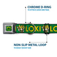 Load image into Gallery viewer, Loki Face Icon Full Color Yellow/Greens Seatbelt Buckle Collar - Kawaii LOKI Standing Pose/Text Green/Yellow