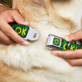 Load image into Gallery viewer, Loki Face Icon Full Color Yellow/Greens Seatbelt Buckle Collar - Kawaii LOKI Standing Pose/Text Green/Yellow
