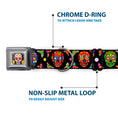 Load image into Gallery viewer, Sugar Skull Starburst Full Color Black/Multi Color Seatbelt Buckle Collar - Colorful Calaveras Black/Multi Color