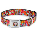 Load image into Gallery viewer, Sugar Skull Starburst Full Color Black/Multi Color Seatbelt Buckle Collar - Sugar Skull Starburst White/Multi Color