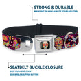 Load image into Gallery viewer, Mariposa Calavera Full Color Black/Multi Color Seatbelt Buckle Collar - Mariposa Calaveras/Butterflies/Flowers Burgundy/Multi Color