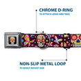 Load image into Gallery viewer, Mariposa Calavera Full Color Black/Multi Color Seatbelt Buckle Collar - Mariposa Calaveras/Butterflies/Flowers Burgundy/Multi Color