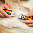 Load image into Gallery viewer, Spirit of Detroit Logo Full Color Black/White Seatbelt Buckle Collar - Flag Pride Rainbow