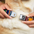 Load image into Gallery viewer, Spirit of Detroit Logo Full Color Black/White Seatbelt Buckle Collar - Zarape2 Vertical Multi Color Stripe