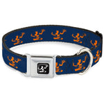 Spirit of Detroit Logo Full Color Black/White Seatbelt Buckle Collar - Spirit of Detroit Logo Navy/Bright Orange