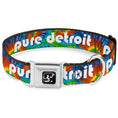 Load image into Gallery viewer, Spirit of Detroit Logo Full Color Black/White Seatbelt Buckle Collar - PURE DETROIT Text BD Tie Dye13/White