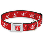 Spirit of Detroit Logo Full Color Red/White Seatbelt Buckle Collar - Spirit of Detroit Logo Repeat Red/White
