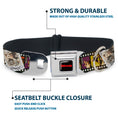 Load image into Gallery viewer, GREMLINS Text Logo Full Color Black/Red Seatbelt Buckle Collar - Gremlins Gizmo Filmstrip Poses Multi Color