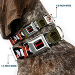 GREMLINS Text Logo Full Color Black/Red Seatbelt Buckle Collar - Gremlins GIZMO Poses/Rules Blocks Red/Greens/Grays/White