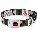 GREMLINS Text Logo Full Color Black/Red Seatbelt Buckle Collar - Gremlins GIZMO Poses/Rules Blocks Red/Greens/Grays/White