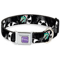 Load image into Gallery viewer, BEETLEJUICE Text Logo Full Color Purple/White Seatbelt Buckle Collar - Beetlejuice Sandworm Healftone Repeat Black/Gray