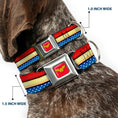 Load image into Gallery viewer, Wonder Woman Logo Full Color Red Seatbelt Buckle Collar - Wonder Woman Stripe/Stars Red/Gold/Blue/White