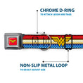 Load image into Gallery viewer, Wonder Woman Logo Full Color Red Seatbelt Buckle Collar - Wonder Woman Logo Stripe/Stars Red/Gold/Blue/White