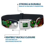MARVEL UNIVERSE SHE-HULK Logo Full Color Greens Seatbelt Buckle Collar - SHE-HULK Comic Book Cover Poses/Rocks