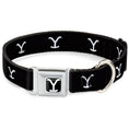 Load image into Gallery viewer, Yellowstone Y Logo Full Color Black/White Seatbelt Buckle Collar - Yellowstone Y Logo Black/White