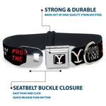 Yellowstone Y Logo Full Color Black/White Seatbelt Buckle Collar - YELLOWSTONE Dutton Ranch 1886 Icons Black/White/Red