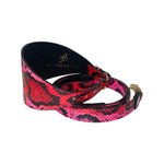 Fuchsia/Light Pink/Red & Black Custom Snake 4” Wide Style Collar & Leash Set