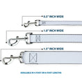 Load image into Gallery viewer, Southlake Paws Dog Leash in white, featuring different widths (0.5", 1.0") and lengths (4ft, 6ft) with metal clips.