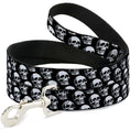 Load image into Gallery viewer, Dog Leash - 3-D Skulls Repeat Black/Grays/White