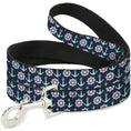 Load image into Gallery viewer, Dog Leash - Anchor2/Helm Monogram Navy/Turquoise/White