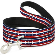 Dog Leash - Americana Stripe w/Stars2 Blue/Red/White
