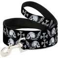 Load image into Gallery viewer, Dog Leash - BD Skulls w/Wings Black/White