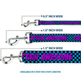Load image into Gallery viewer, Turquoise checker and fuchsia dog leash featuring "CAPTAIN AWESOME" text, available in 0.5", 1.0", and 1.5" widths.