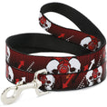 Load image into Gallery viewer, Dog Leash - DJ Skulls Up/Down Black/Red