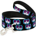 Load image into Gallery viewer, Dog Leash - Dopey Eyes Black/Baby Blue/Purple