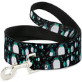 Load image into Gallery viewer, Dog Leash - Emperor Penguins w/Bubbles Black/Gray/Turqs