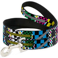 Load image into Gallery viewer, Dog Leash - Funky Checkers Black/White/Neon