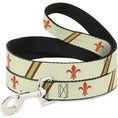 Load image into Gallery viewer, Dog Leash - Fleur-de-Lis2 Stripes Tan/Orange/Brown/Green