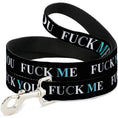Load image into Gallery viewer, Buckle-Down Dog Leash - FUCK YOU/FUCK ME Black/White/Blue