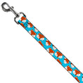 Load image into Gallery viewer, Sky blue dog leash featuring a playful fox face pattern, designed by Southlake Paws. Durable clip for easy attachment.