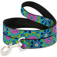 Load image into Gallery viewer, Dog Leash - Floral Burst Turquoise/Blues/Pinks/Yellow/Green