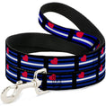 Load image into Gallery viewer, Dog Leash - Flag Leather Black/Blue/Red/White