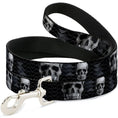 Load image into Gallery viewer, Dog Leash - Geometric 3-D Skull Face/Chevron Black/Grays/White