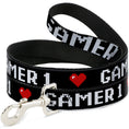 Load image into Gallery viewer, Dog Leash - GAMER 1/Heart 8-Bit Black/White/Red