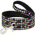 Load image into Gallery viewer, Dog Leash - Houndstooth Black/White/Multi Neon