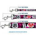 Load image into Gallery viewer, Dog Leash - I Heart Punk Rock w/Safety Pins Black/Fuchsia/White