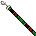 Load image into Gallery viewer, Dog Leash - I "HEART" ZOMBIES Black/Green/Red Splatter
