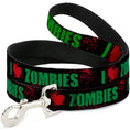 Load image into Gallery viewer, Dog Leash - I "HEART" ZOMBIES Black/Green/Red Splatter