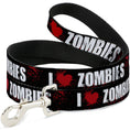 Load image into Gallery viewer, Dog Leash - I "Heart" ZOMBIES Bold Splatter Black/White/Red